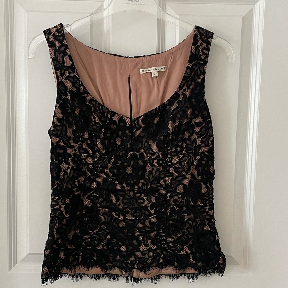 Nanette Lepore black lace corset top Size 8